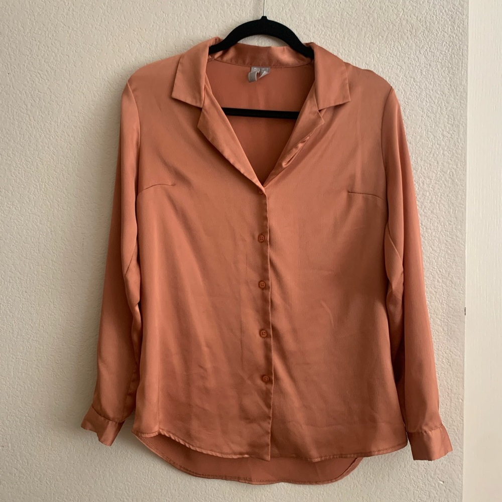 Burnt Orange Button Down Blouse